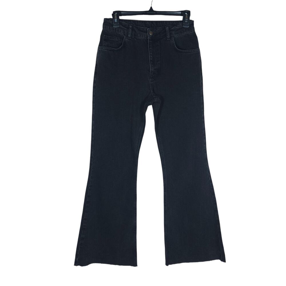 RV Womens Jeans 28 Black Flare High Rise Wide Leg Boho Chic Trendy Streetwear